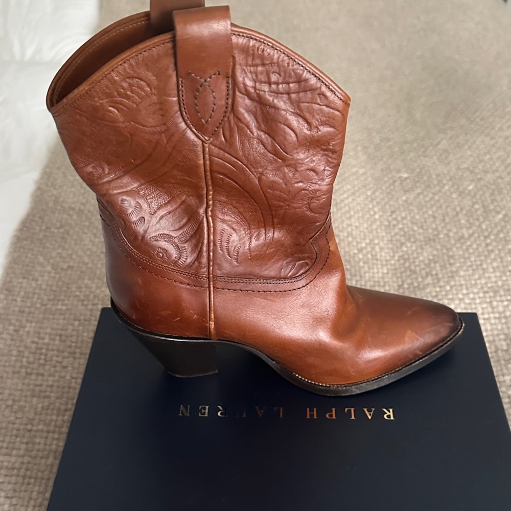 Polo Ralph Lauren Tan Leather Heeled Boots